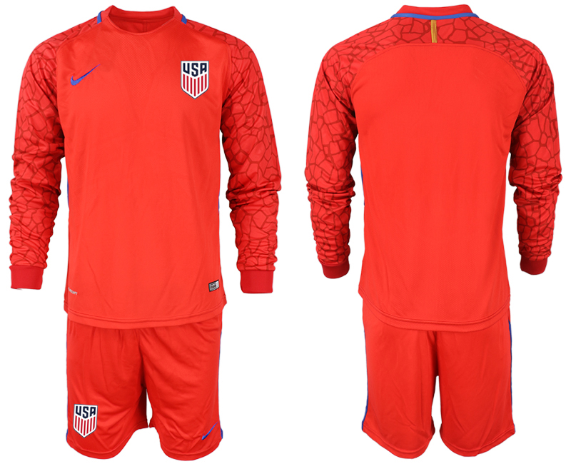 Men 2020-2021 Season National team United States goalkeeper Long sleeve red Soccer Jersey->united states jersey->Soccer Country Jersey